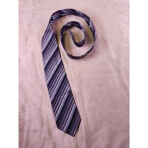 Valerio Garati Men's Black Gray White Striped Tie 100% Silk Woven